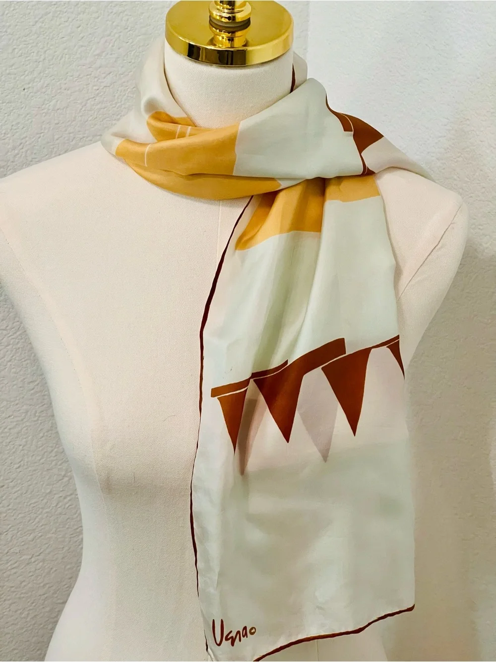 Vintage Vera Neumann 100% Silk Scarf Abstract Geometric Hand Rolled Signed Vera